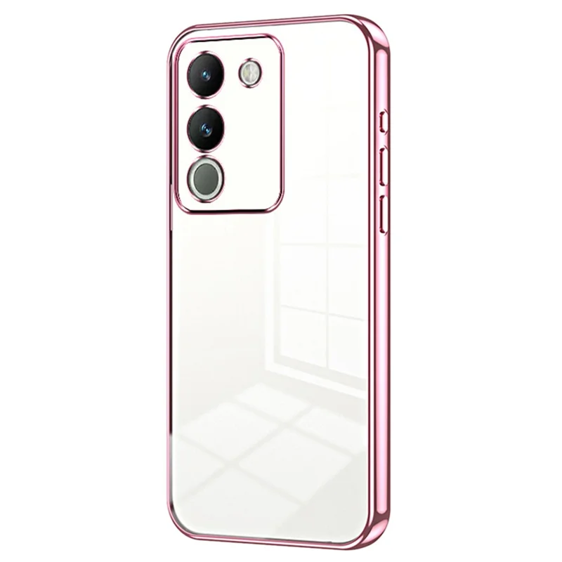 For vivo Y400 5G Case Electroplating Frame Soft TPU Phone Cover - Pink