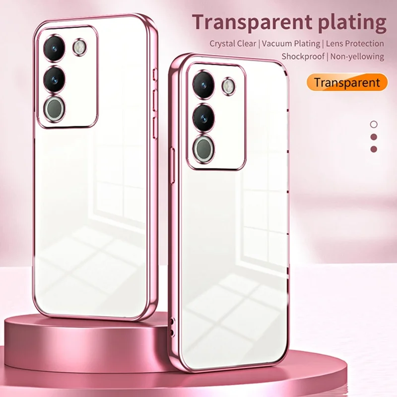 For vivo Y400 5G Case Electroplating Frame Soft TPU Phone Cover - Pink
