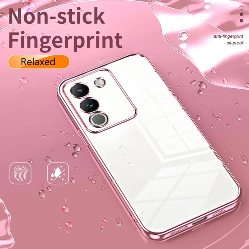 For vivo Y400 5G Case Electroplating Frame Soft TPU Phone Cover - Pink