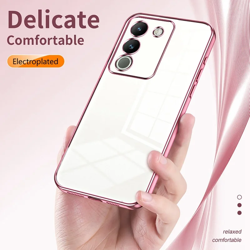 For vivo Y400 5G Case Electroplating Frame Soft TPU Phone Cover - Pink