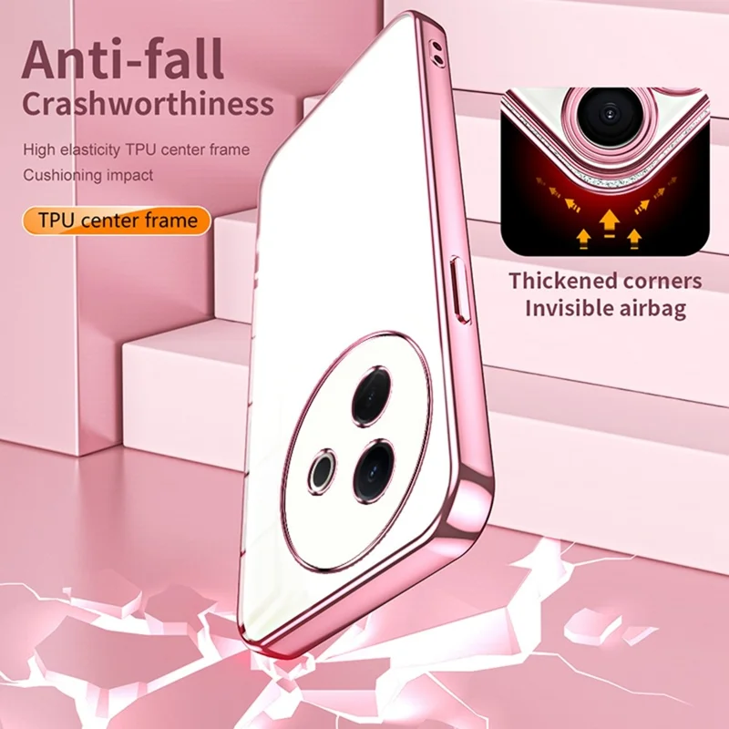 For vivo Y39 5G Case Electroplating Frame Soft TPU Phone Cover - Pink