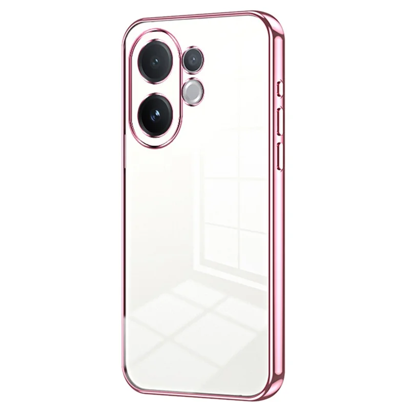 For vivo V60 5G Case Electroplating Frame Soft TPU Phone Cover - Pink
