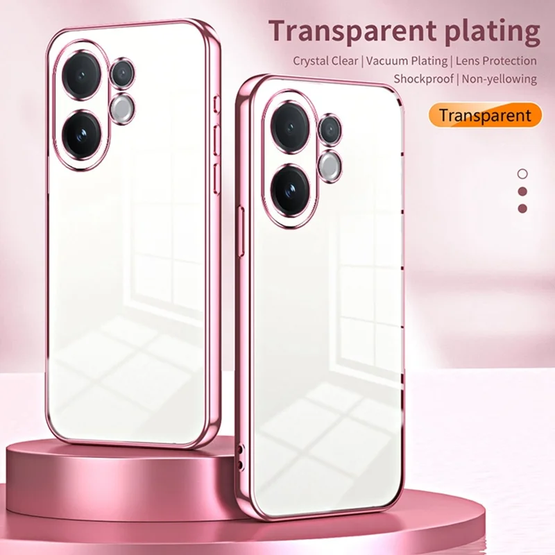 For vivo V60 5G Case Electroplating Frame Soft TPU Phone Cover - Pink