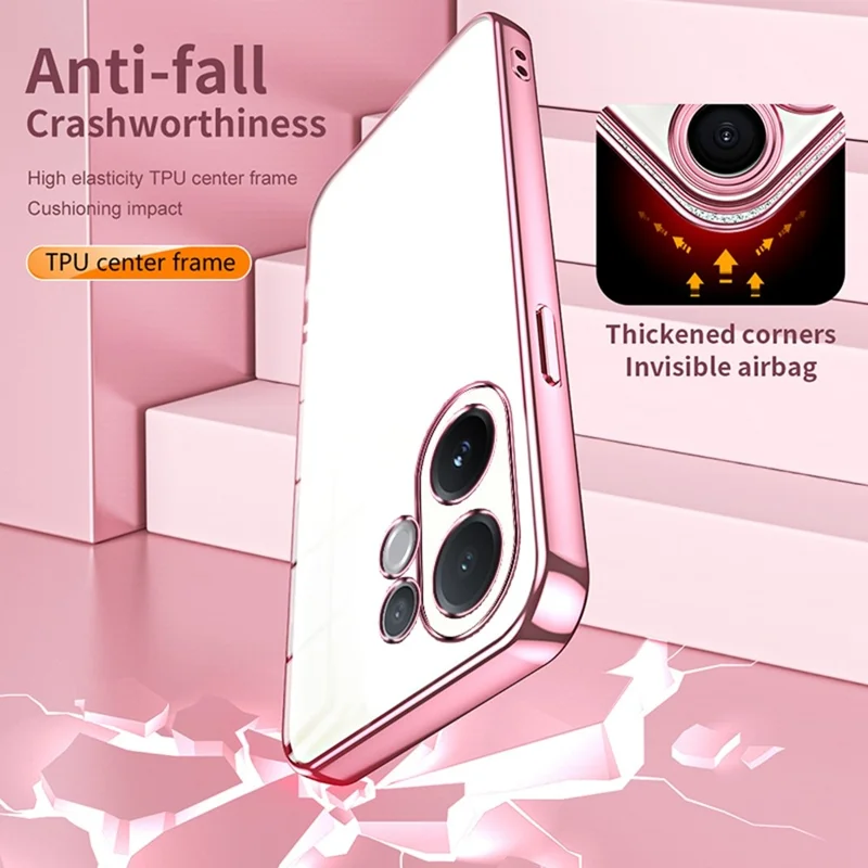 For vivo V60 5G Case Electroplating Frame Soft TPU Phone Cover - Pink