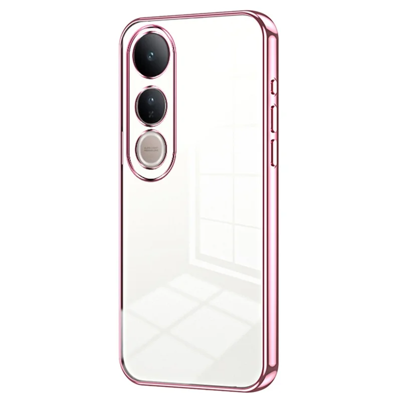 For vivo V50 Lite 5G Case Electroplating Frame Soft TPU Phone Cover - Pink