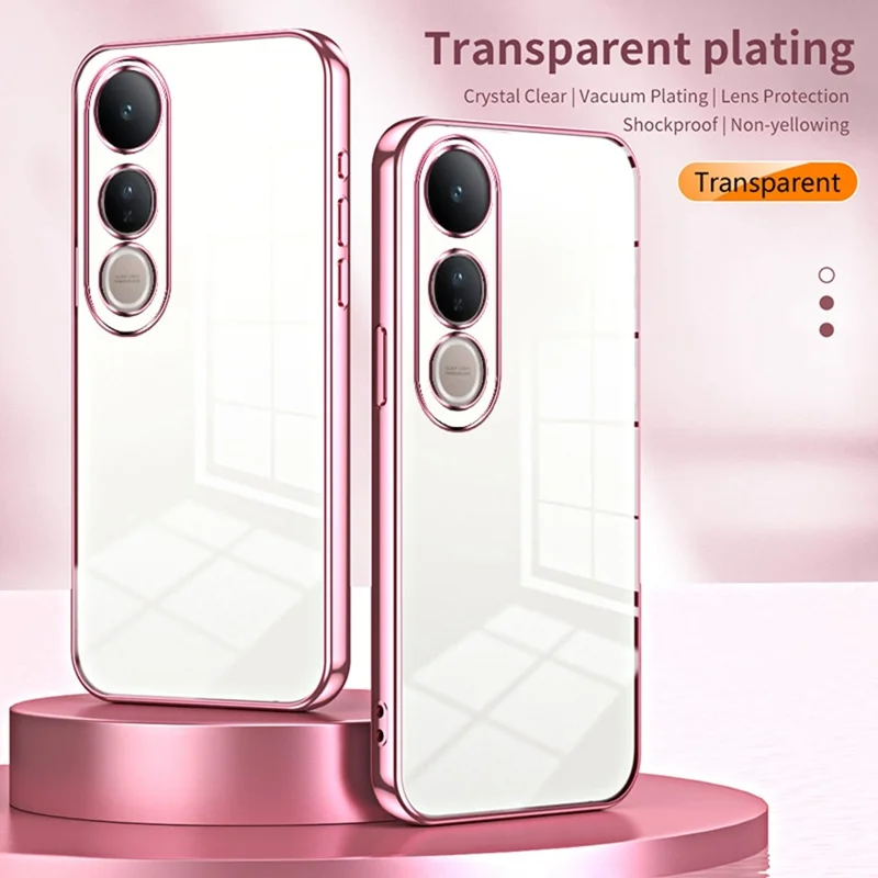 For vivo V50 Lite 5G Case Electroplating Frame Soft TPU Phone Cover - Pink