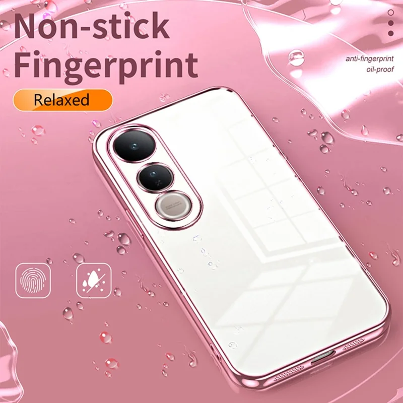 For vivo V50 Lite 5G Case Electroplating Frame Soft TPU Phone Cover - Pink