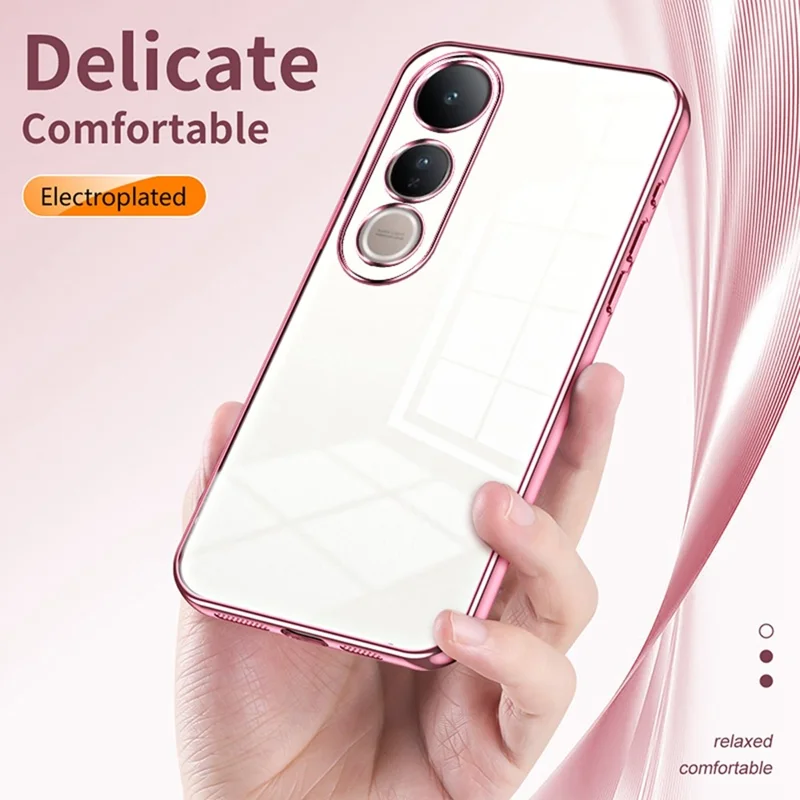 For vivo V50 Lite 5G Case Electroplating Frame Soft TPU Phone Cover - Pink