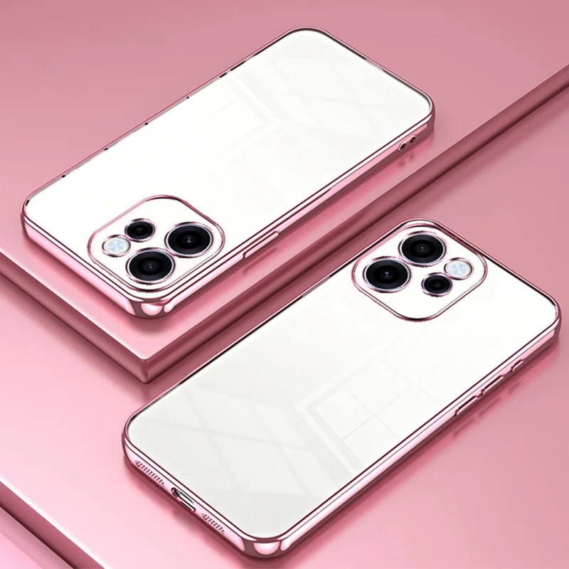 For Oppo Reno15 FS 5G Case Electroplating Frame Soft TPU Phone Cover - Pink