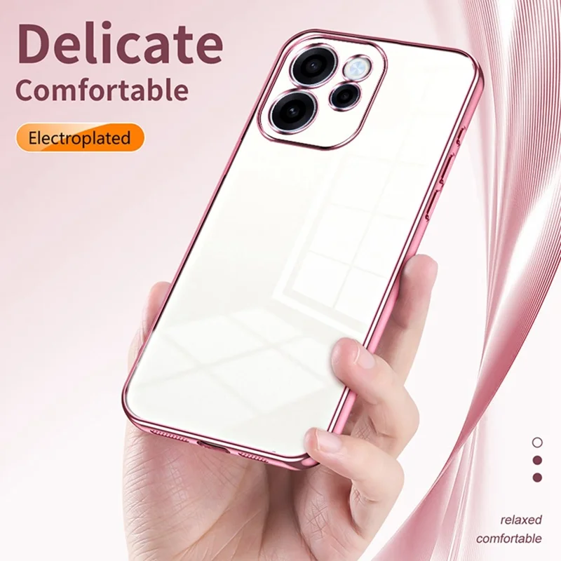 For Oppo Reno15 FS 5G Case Electroplating Frame Soft TPU Phone Cover - Pink