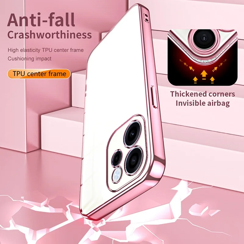 For Oppo Reno15 FS 5G Case Electroplating Frame Soft TPU Phone Cover - Pink