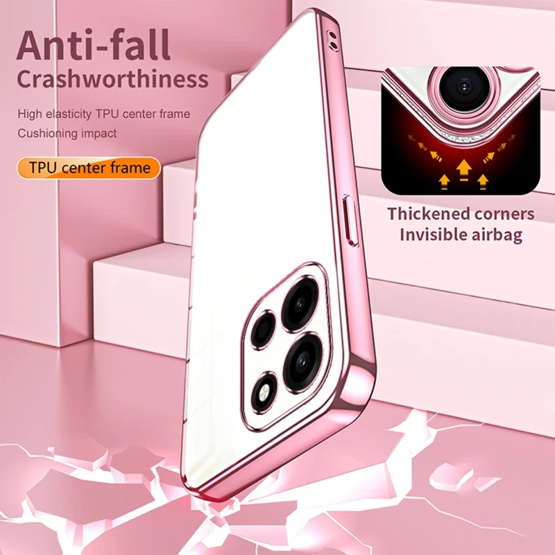 For OnePlus Turbo 6 5G Case Electroplating Frame Soft TPU Phone Cover - Pink