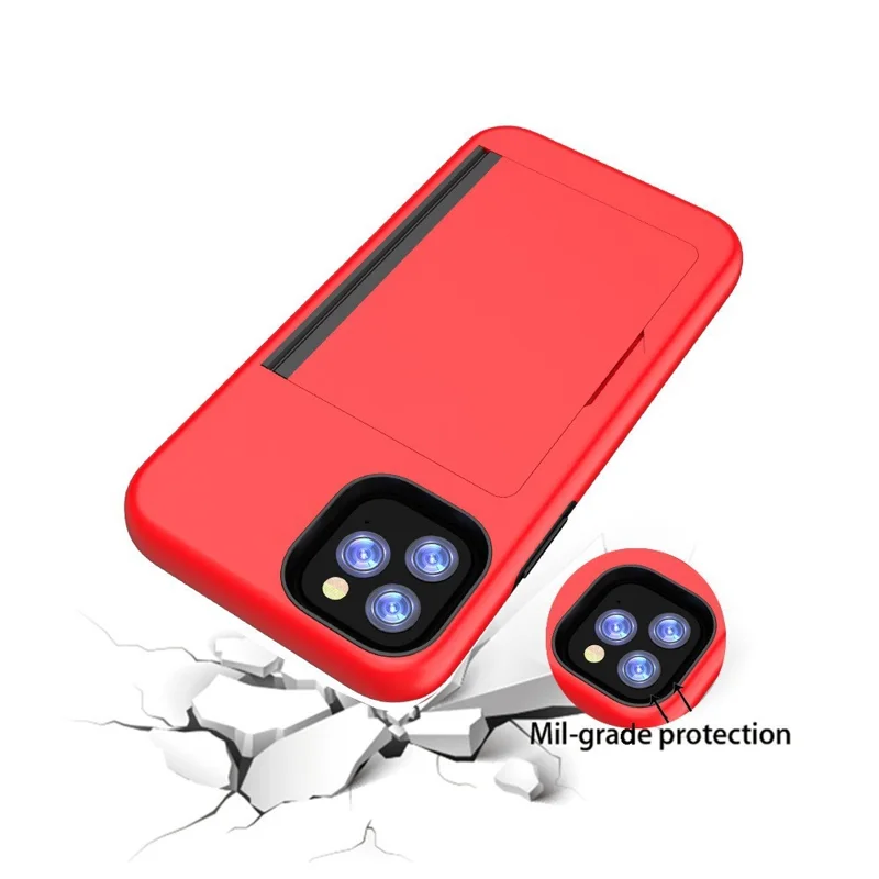 Compra em Volume para Capa iPhone 15 Pro Max com Suporte para Cartões, Capa com Suporte Basculante, TPU + PC à Prova de Choques, Cor Contraste - Vermelho
