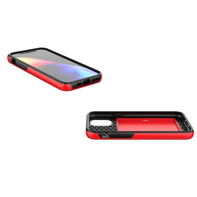 Compra em Volume para Capa iPhone 15 Pro Max com Suporte para Cartões, Capa com Suporte Basculante, TPU + PC à Prova de Choques, Cor Contraste - Vermelho
