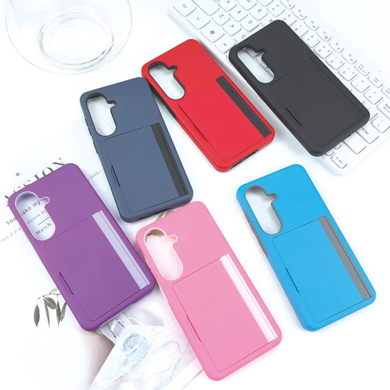 Bulk Purchasing for Samsung Galaxy S25+ Case Flip Card Holder Kickstand Contrast Color TPU + PC Shockproof Phone Cover - Black