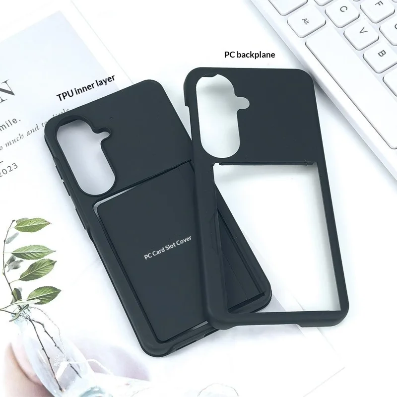 Bulk Purchasing for Samsung Galaxy S25+ Case Flip Card Holder Kickstand Contrast Color TPU + PC Shockproof Phone Cover - Black