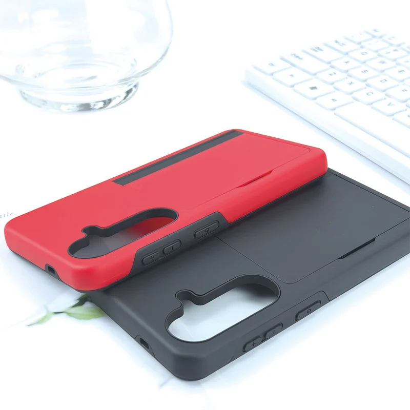 Bulk Purchasing for Samsung Galaxy S25+ Case Flip Card Holder Kickstand Contrast Color TPU + PC Shockproof Phone Cover - Black