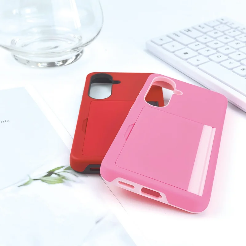 Bulk Purchasing for Samsung Galaxy S25+ Case Flip Card Holder Kickstand Contrast Color TPU + PC Shockproof Phone Cover - Black