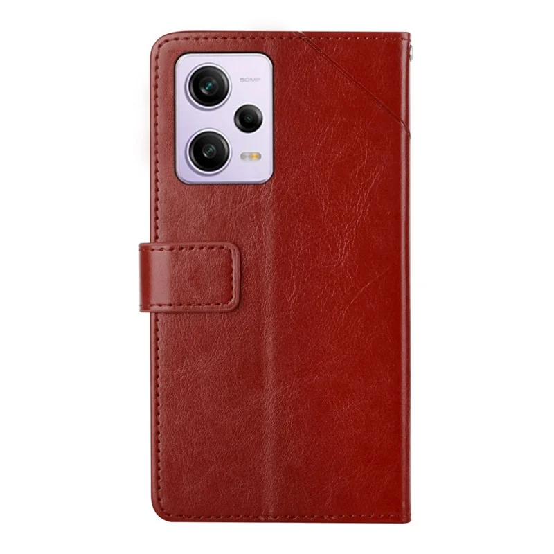 Para Xiaomi Redmi Note 12 Pro 5G / Note 12 Pro Speed 5G / Poco X5 Pro 5G HT01 Funda tipo cartera con líneas con relieve impresas, de piel sintética con tapa protectora y función atril - Marrón