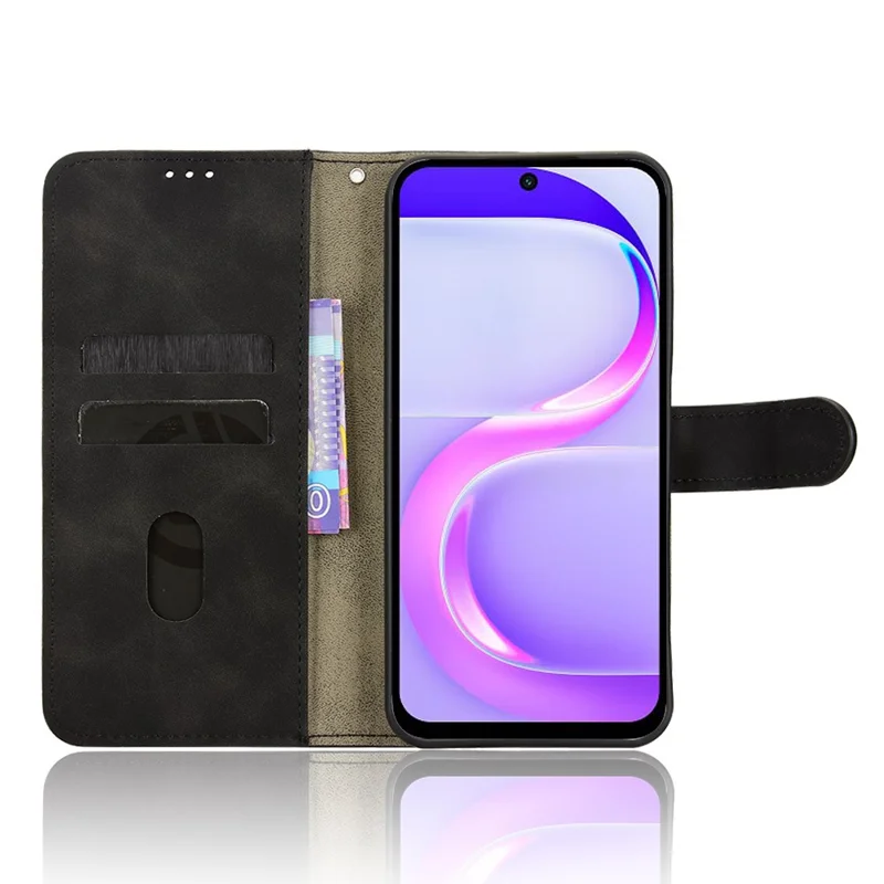 For itel City 200 Leather Case Skin Feel Anti Drop Wallet Stand Flip Phone Cover - Black
