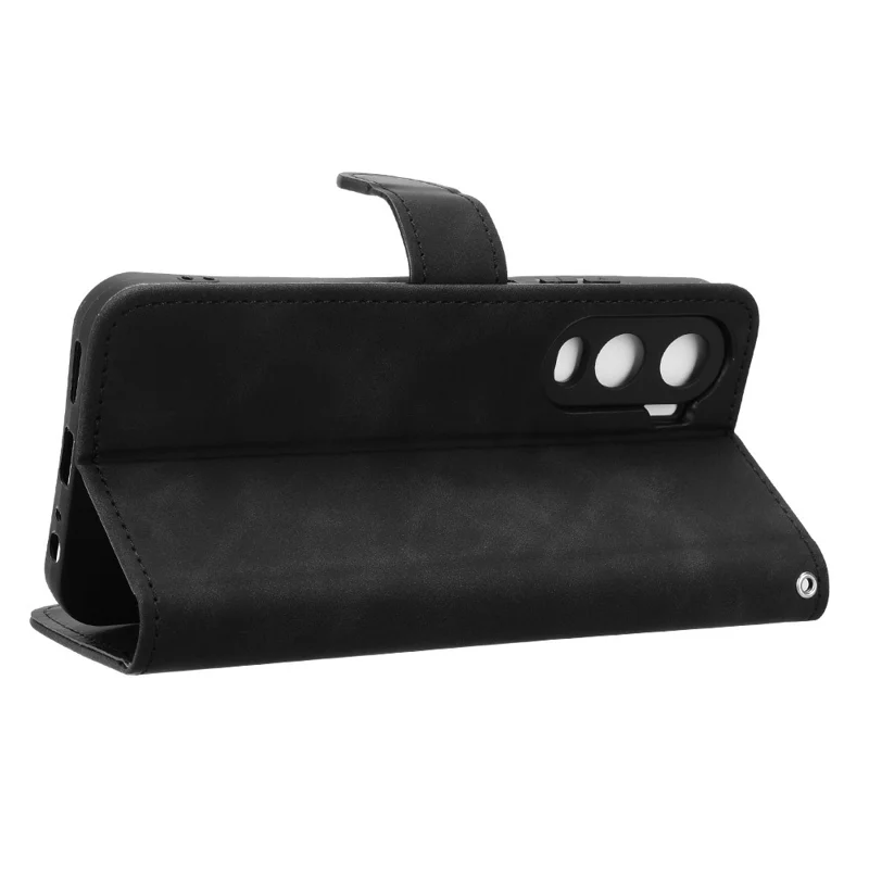 For itel City 200 Leather Case Skin Feel Anti Drop Wallet Stand Flip Phone Cover - Black