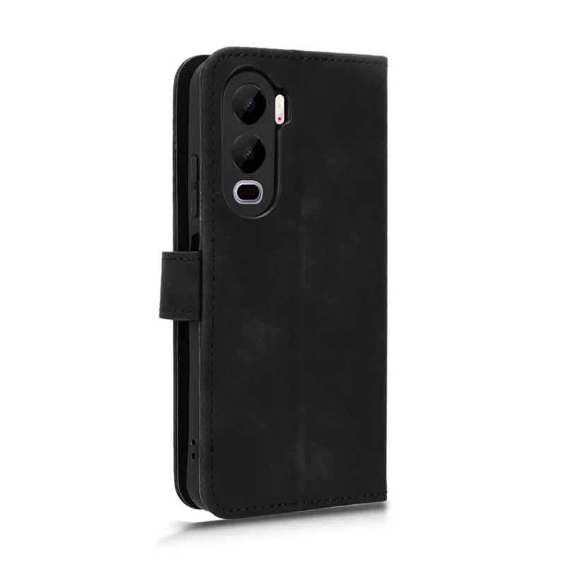 For itel City 200 Leather Case Skin Feel Anti Drop Wallet Stand Flip Phone Cover - Black