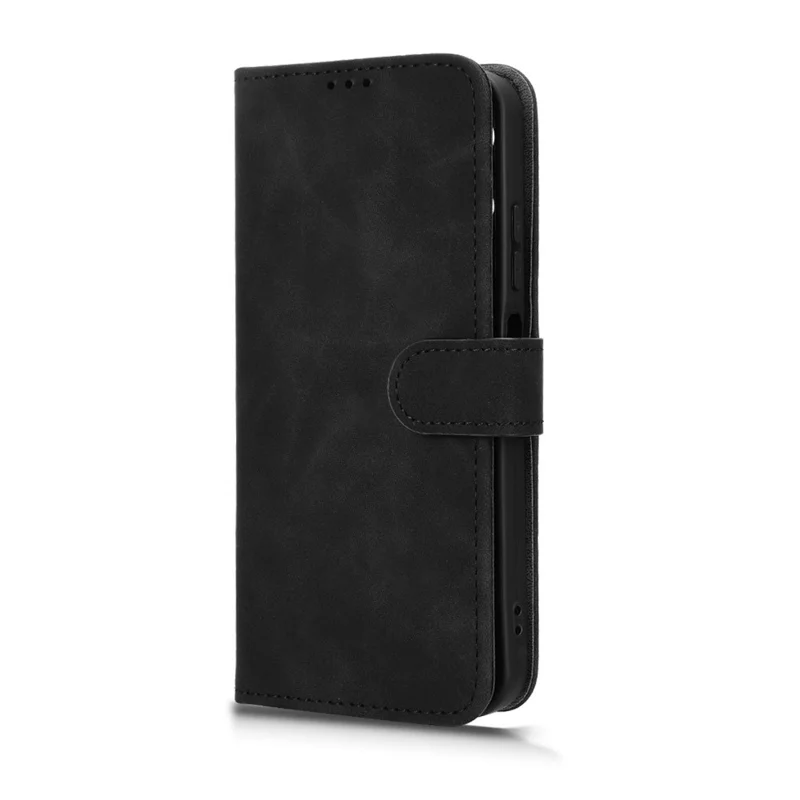 For itel City 200 Leather Case Skin Feel Anti Drop Wallet Stand Flip Phone Cover - Black
