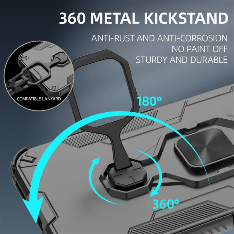 Für Nothing Phone (4a) Hülle Drehbarer Ringständer PC + TPU Stoßfester Handy-Schutz - Schwarz