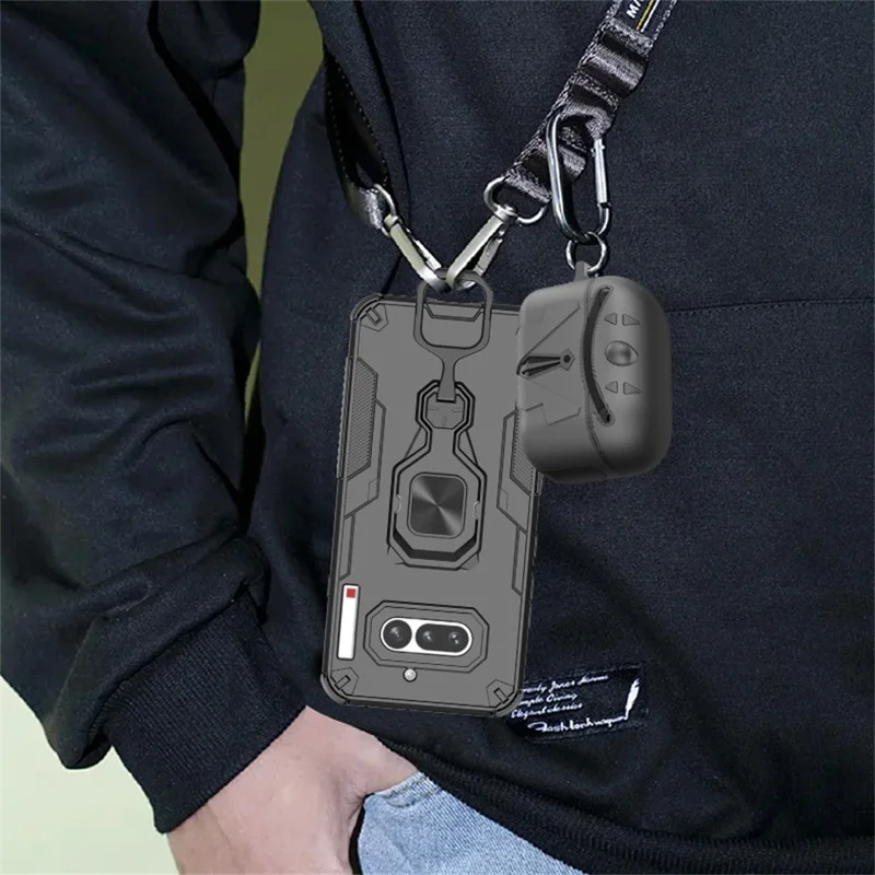 Für Nothing Phone (4a) Hülle Drehbarer Ringständer PC + TPU Stoßfester Handy-Schutz - Schwarz