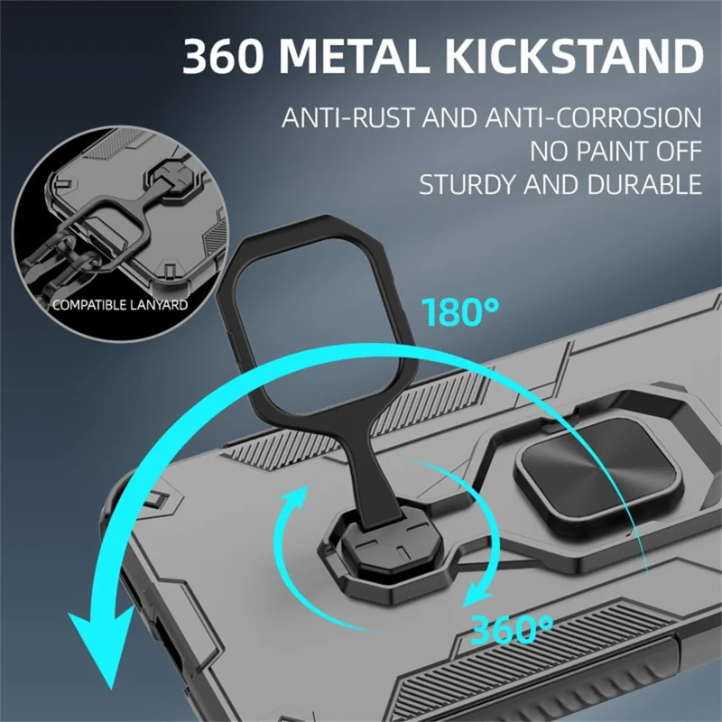 For Realme 16 5G Case Rotatable Ring Kickstand PC + TPU Shockproof Phone Cover - Black