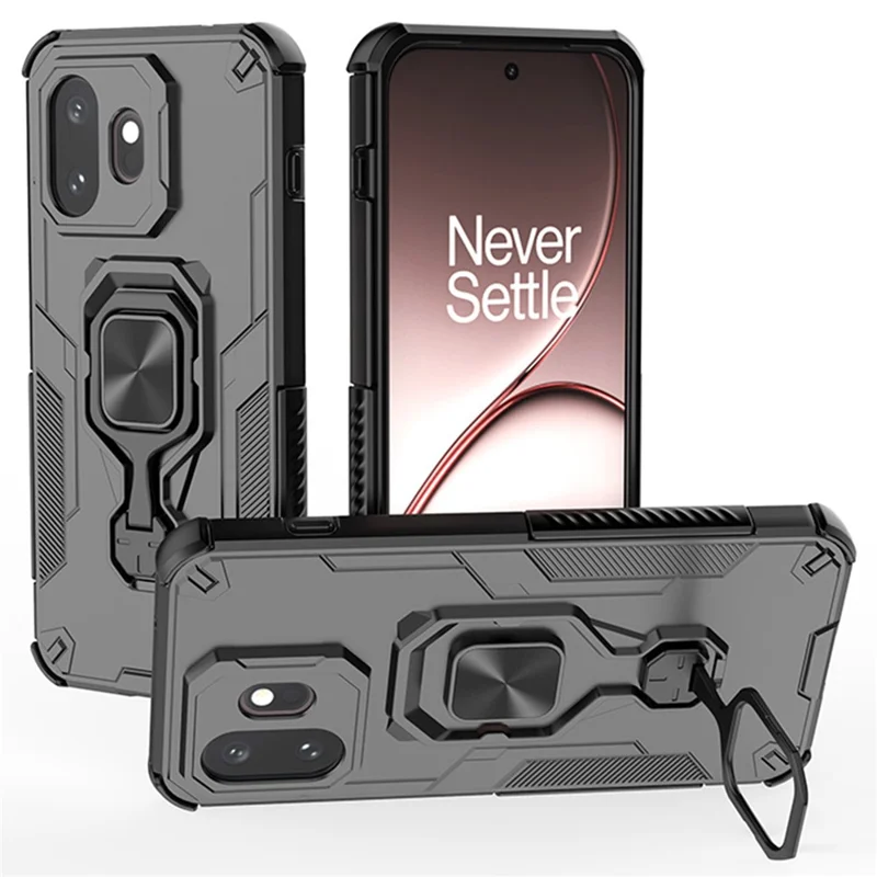 Capa para OnePlus 15T 5G com Suporte de Anel Rotativo, Capa à Prova de Choques em PC + TPU - Preto