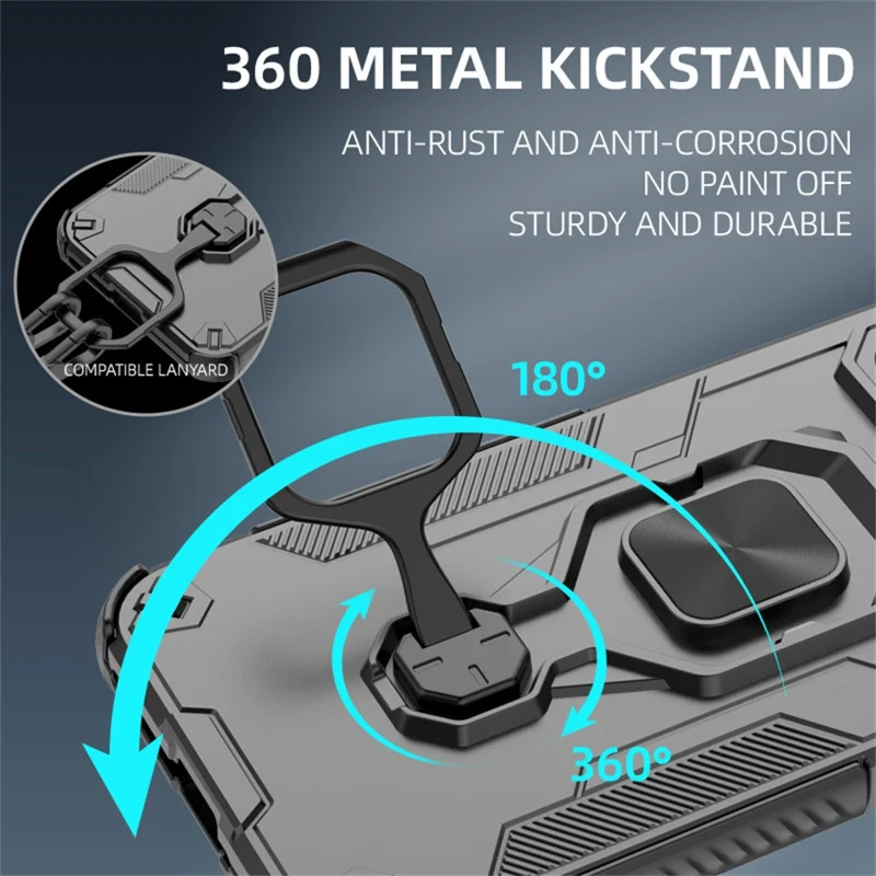 Capa para OnePlus 15T 5G com Suporte de Anel Rotativo, Capa à Prova de Choques em PC + TPU - Preto