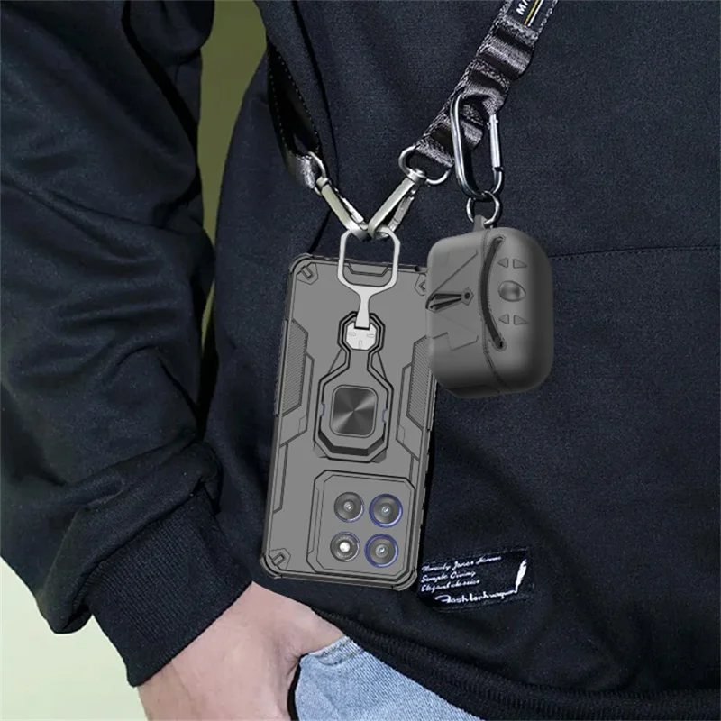 Bulk Purchasing For Motorola Edge 60 Stylus 5G Case Rotatable Ring Kickstand PC + TPU Shockproof Phone Cover - Black