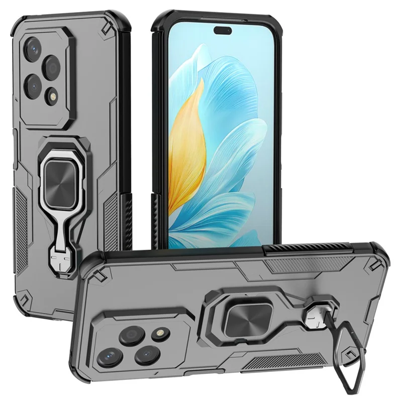 Оптовая покупка для Honor 200 Lite, чехол с поворотным кольцом-стендом, ударопрочный чехол из поликарбоната и термополиуретана — черный