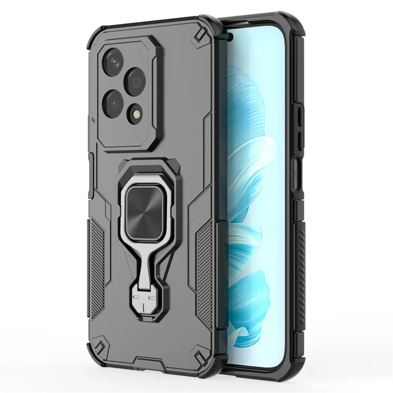 Оптовая покупка для Honor 200 Lite, чехол с поворотным кольцом-стендом, ударопрочный чехол из поликарбоната и термополиуретана — черный