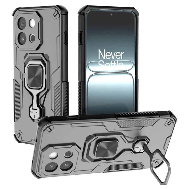 Kauf in Großmengen Für OnePlus 13T 5G Hülle Drehbarer Ringständer PC + TPU Stoßfester Handykoffer - Schwarz