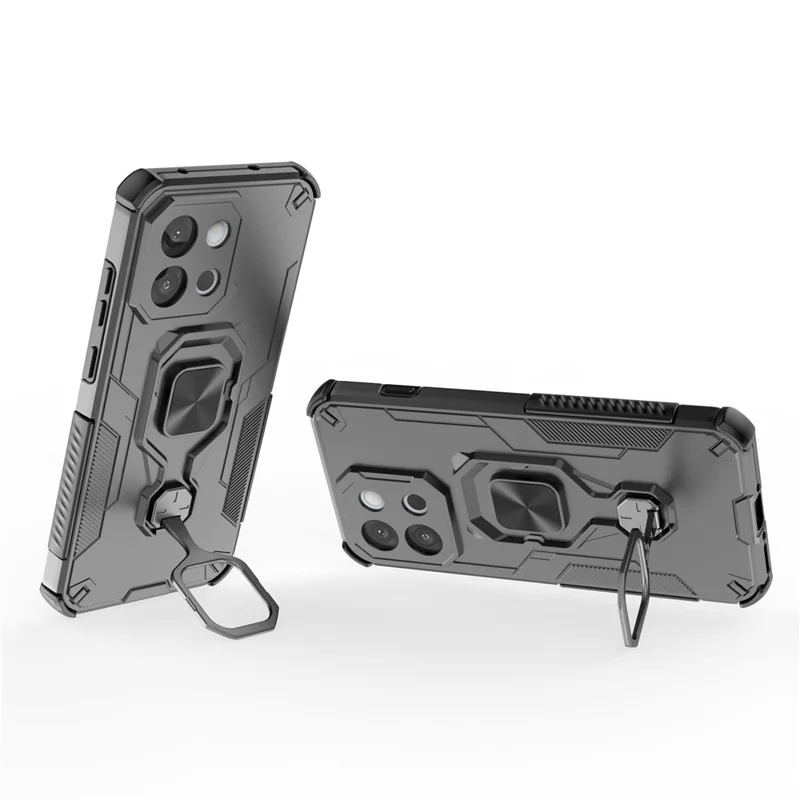Kauf in Großmengen Für OnePlus 13T 5G Hülle Drehbarer Ringständer PC + TPU Stoßfester Handykoffer - Schwarz