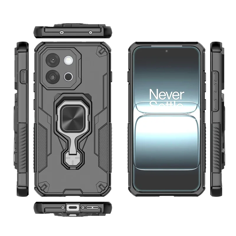 Kauf in Großmengen Für OnePlus 13T 5G Hülle Drehbarer Ringständer PC + TPU Stoßfester Handykoffer - Schwarz