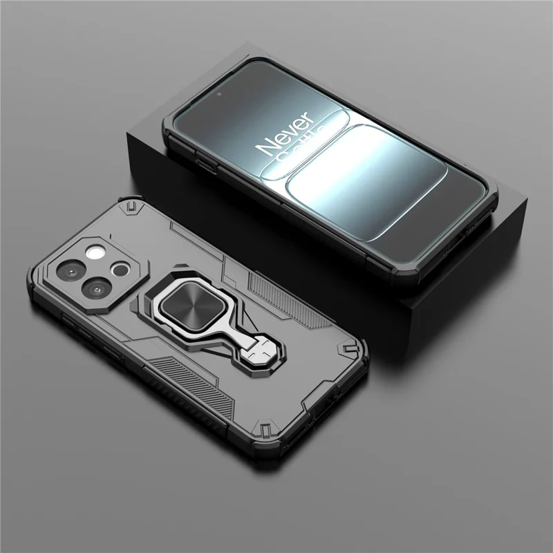 Kauf in Großmengen Für OnePlus 13T 5G Hülle Drehbarer Ringständer PC + TPU Stoßfester Handykoffer - Schwarz