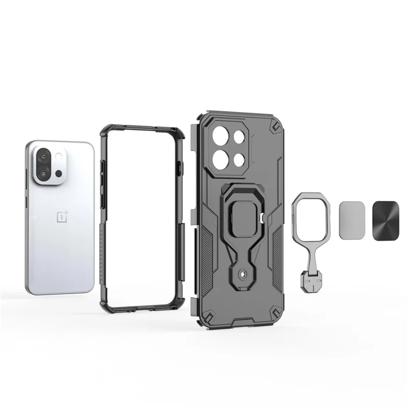 Kauf in Großmengen Für OnePlus 13T 5G Hülle Drehbarer Ringständer PC + TPU Stoßfester Handykoffer - Schwarz