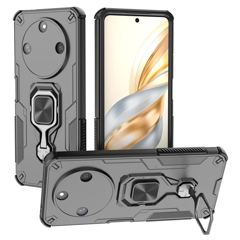 Compra al por mayor para carcasa Honor X60 5G con anillo giratorio y soporte PC + TPU, funda antichoque para teléfono - Negro