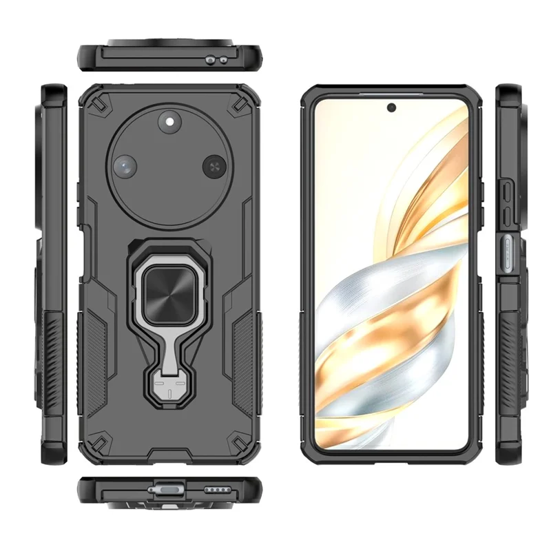 Compra al por mayor para carcasa Honor X60 5G con anillo giratorio y soporte PC + TPU, funda antichoque para teléfono - Negro