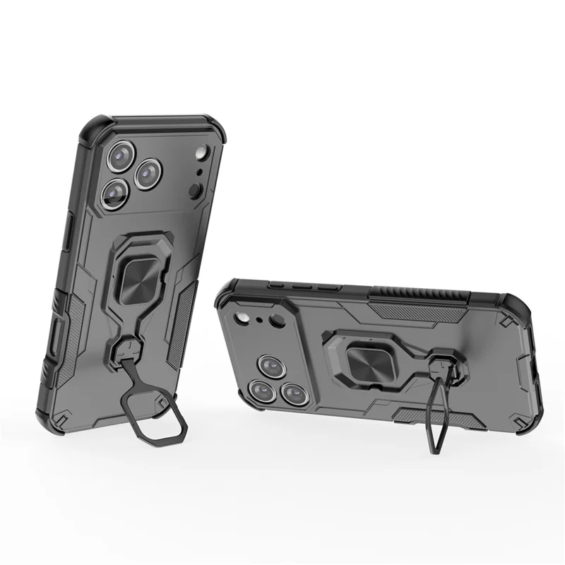 Compra em Volume para Capa iPhone 17 Pro Max com Suporte de Anel Rotativo Capa à Prova de Choques em PC + TPU - Preto