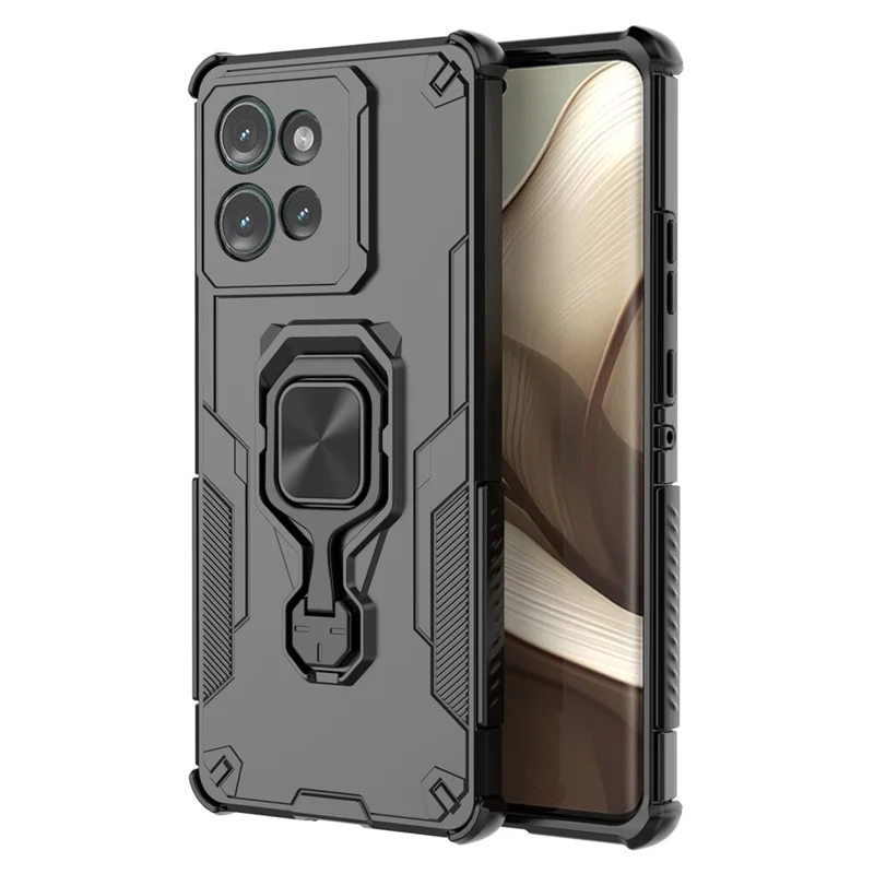 شراء بالجملة لغطاء Motorola Edge 50 5G دوار بحلقة دعامة من PC + TPU مقاوم للصدمات - أسود