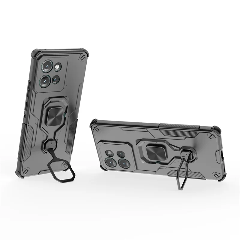 شراء بالجملة لغطاء Motorola Edge 50 5G دوار بحلقة دعامة من PC + TPU مقاوم للصدمات - أسود