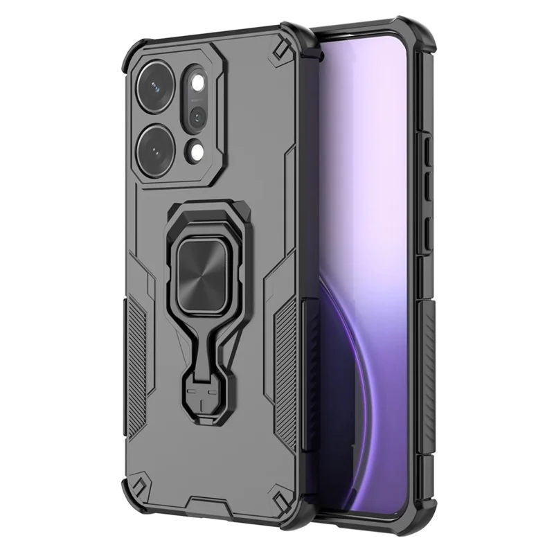 Compra al por mayor de funda para Oppo Reno14 Pro 5G (Global) con anillo giratorio y soporte metálico PC + TPU, funda protectora a prueba de golpes - Negro