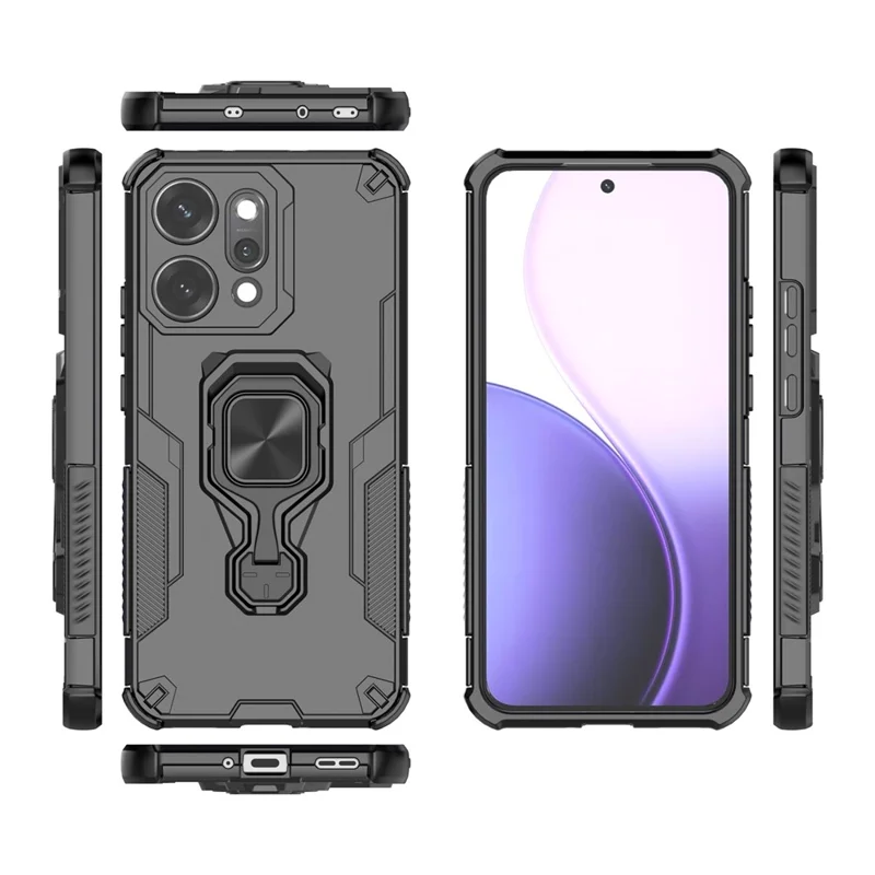 Compra al por mayor de funda para Oppo Reno14 Pro 5G (Global) con anillo giratorio y soporte metálico PC + TPU, funda protectora a prueba de golpes - Negro