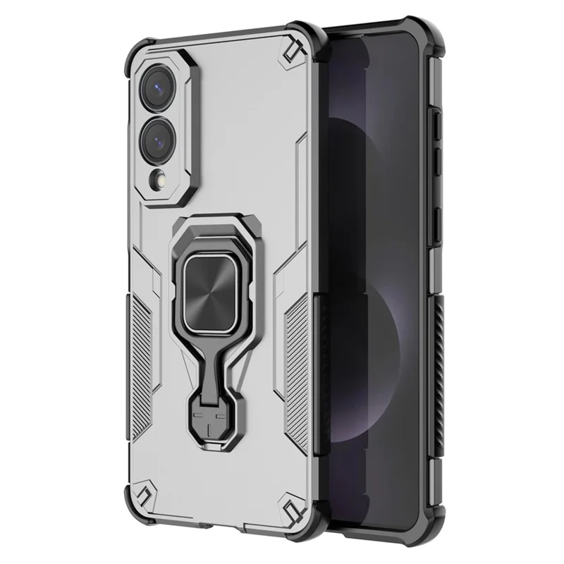 Compra al por mayor para carcasa Samsung Galaxy S25 Edge con anillo giratorio soporte PC + TPU funda antichoque - Gris titanio