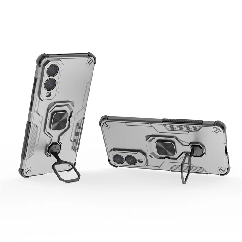 Compra al por mayor para carcasa Samsung Galaxy S25 Edge con anillo giratorio soporte PC + TPU funda antichoque - Gris titanio