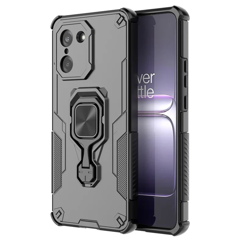 Bulk Purchasing For OnePlus Nord CE5 5G  /  Ace 5 Racing 5G Case Rotatable Ring Kickstand PC + TPU Shockproof Phone Cover - Black